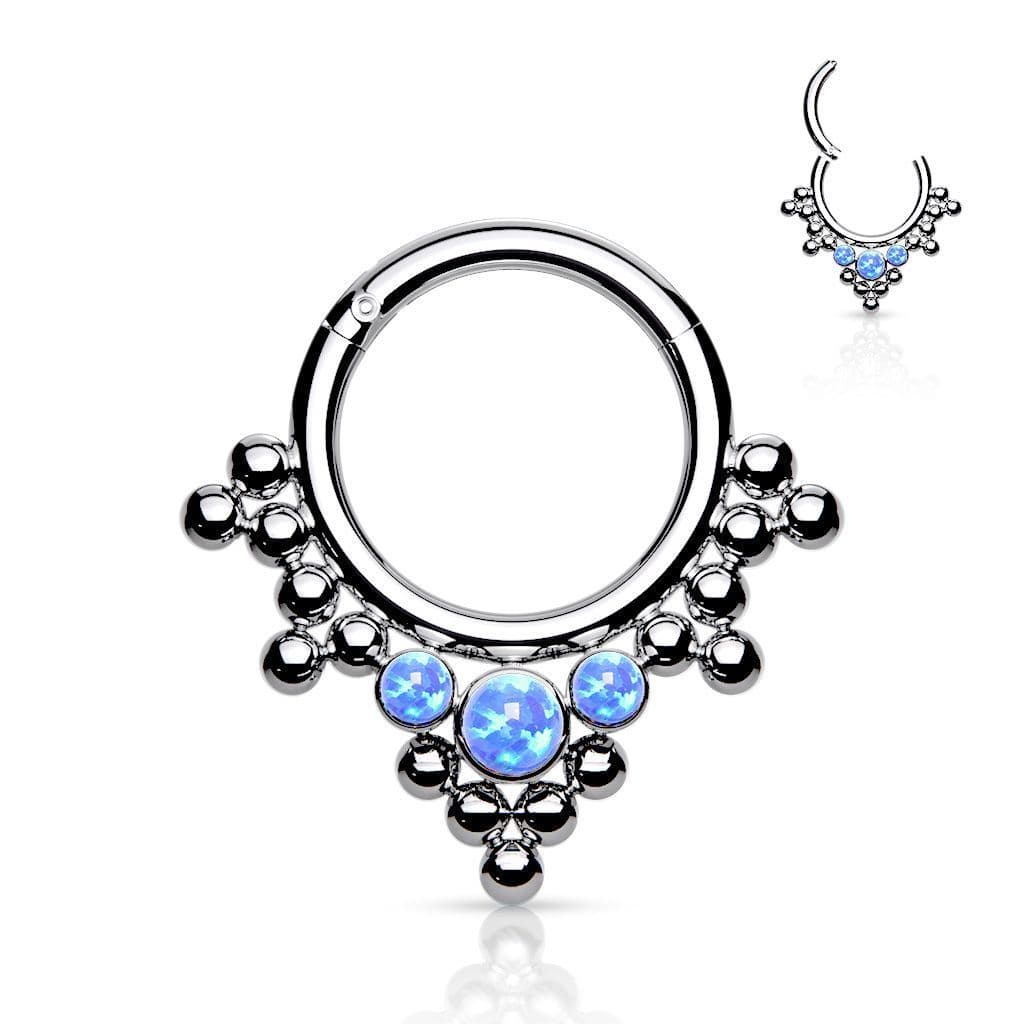 Piercing segment kruh TITAN, modrý opál, 1,2 x 8 mm