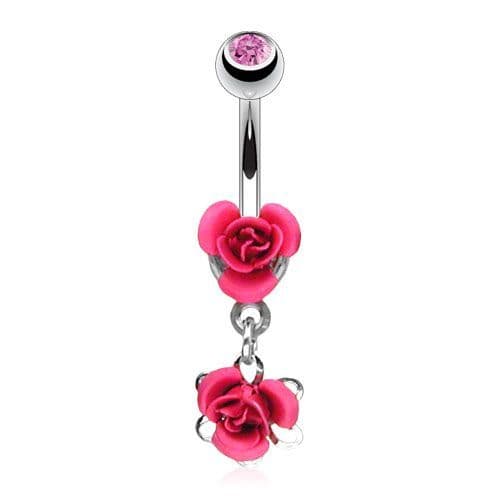 Piercing do pupíku - růžičky (růžová)