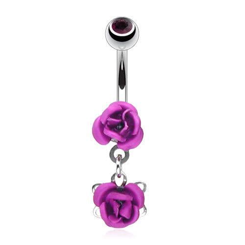 Piercing do pupíku - růžičky (fialová)