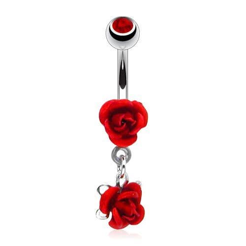 Piercing do pupíku - růžičky (červená)