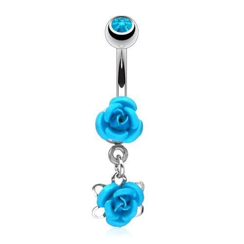 Piercing do pupíku - růžičky (tyrkysová)
