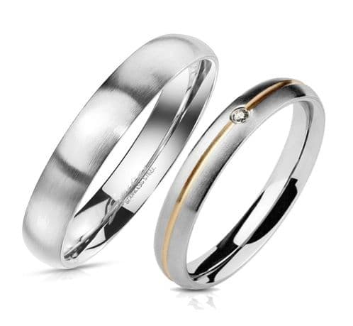 OPR0028-GD Ocelové snubní prsteny  - pár