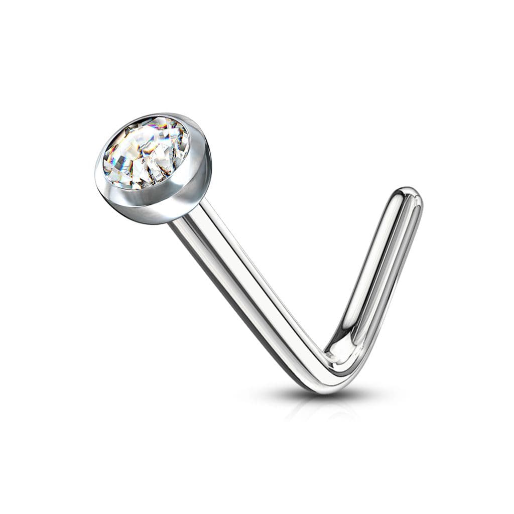 Zahnutý piercing do nosu (čirá)