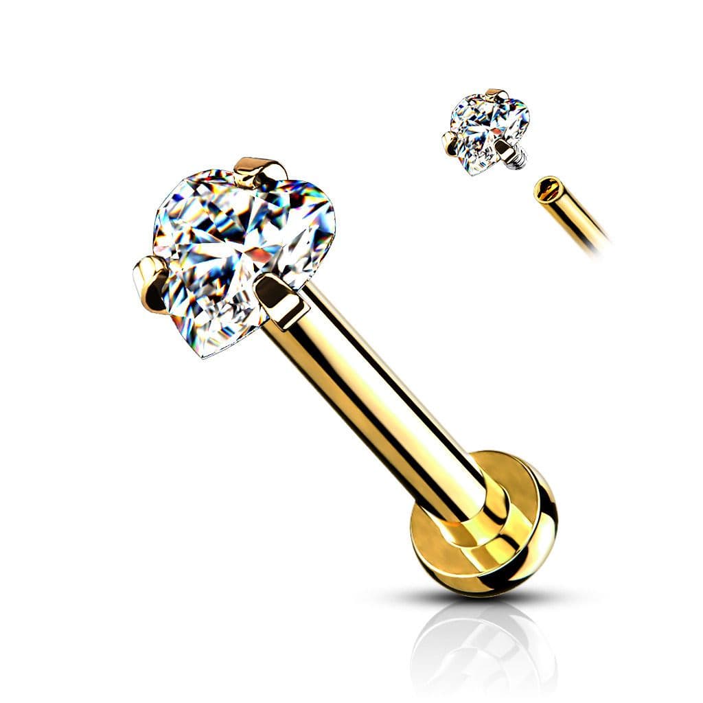 Zlacený piercing do brady labreta / cartilage (1,2 x 6 mm)
