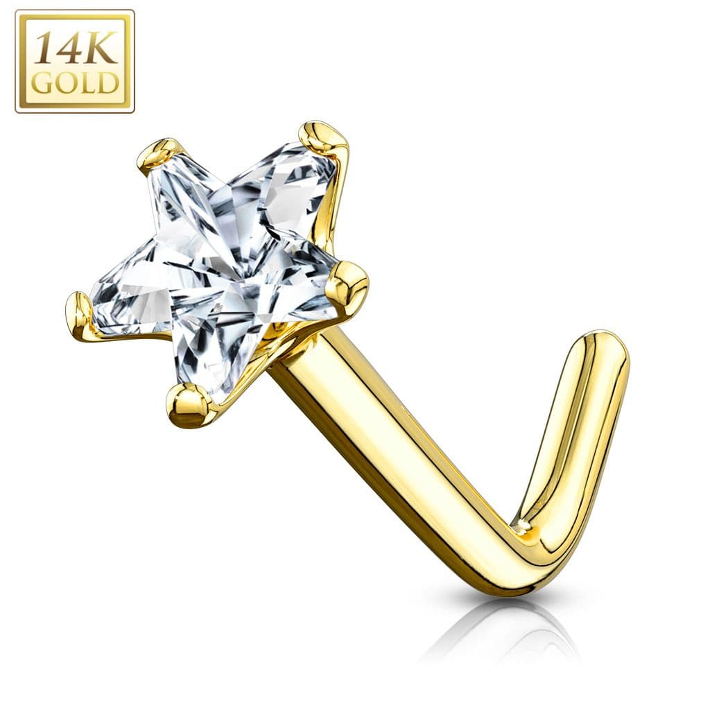 Zlatý piercing do nosu - hvězda, Au 585/1000 - Zlatý piercing do nosu hvězda
