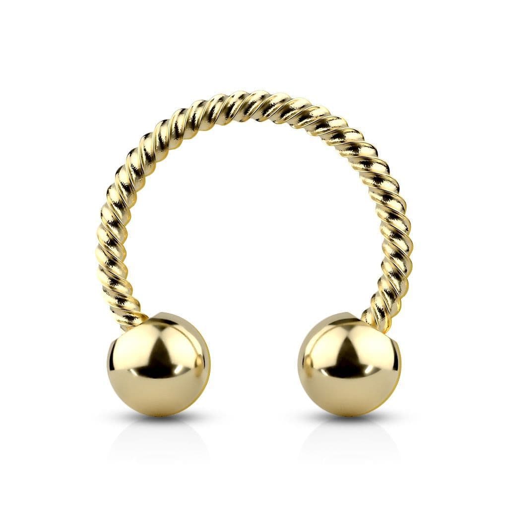 Zlacený piercing podkova vroubkovaná 1,2 x 8 mm