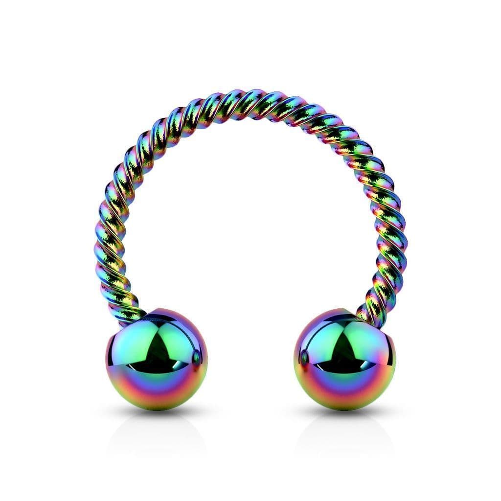 Duhový piercing podkova vroubkovaná 1,2 x 10 mm