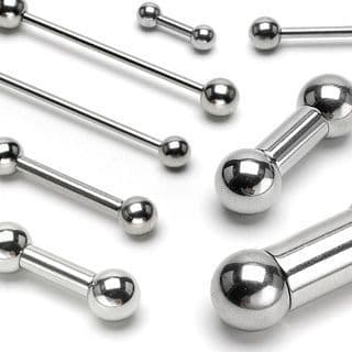 Piercing do jazyka - činka (1,2 x 11 mm, 3 mm kuličky)