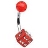 Piercing do pupíku s kostkou se zirkony