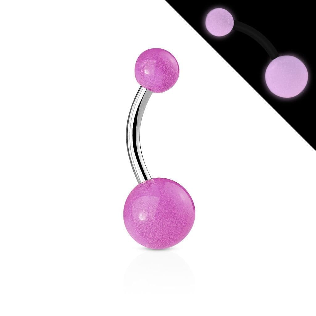 Svítící piercing do pupíku - banánek (fialová)