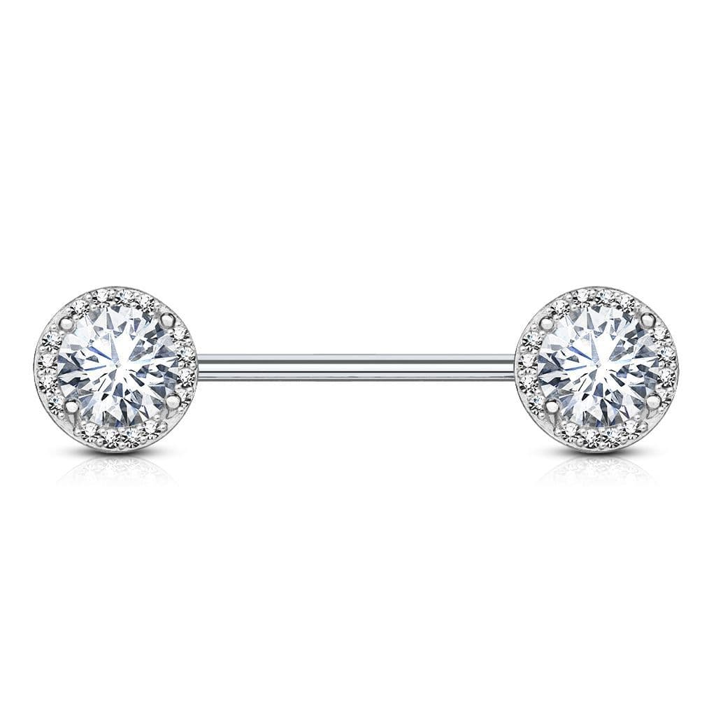 Piercing do bradavky chirurgická ocel se zirkony