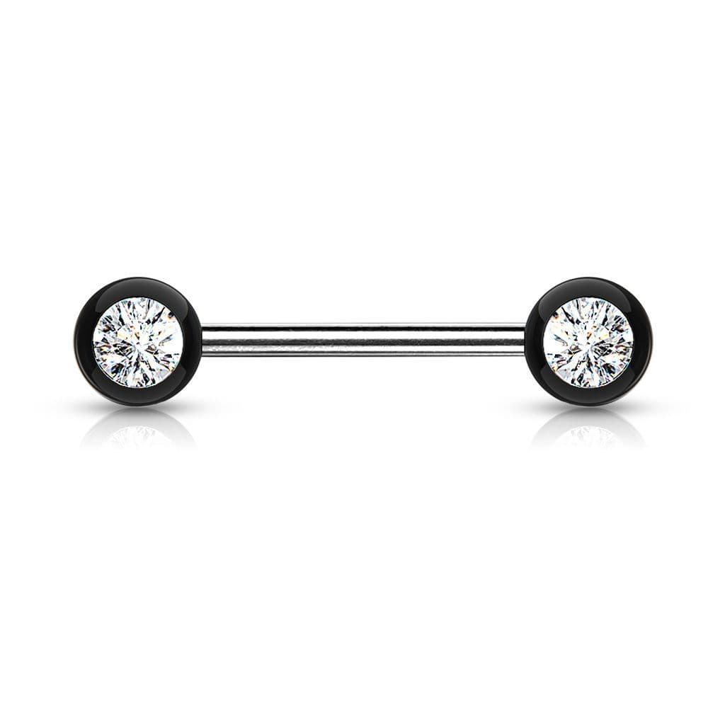 Piercing do bradavky chirurgická ocel se zirkony (černý)