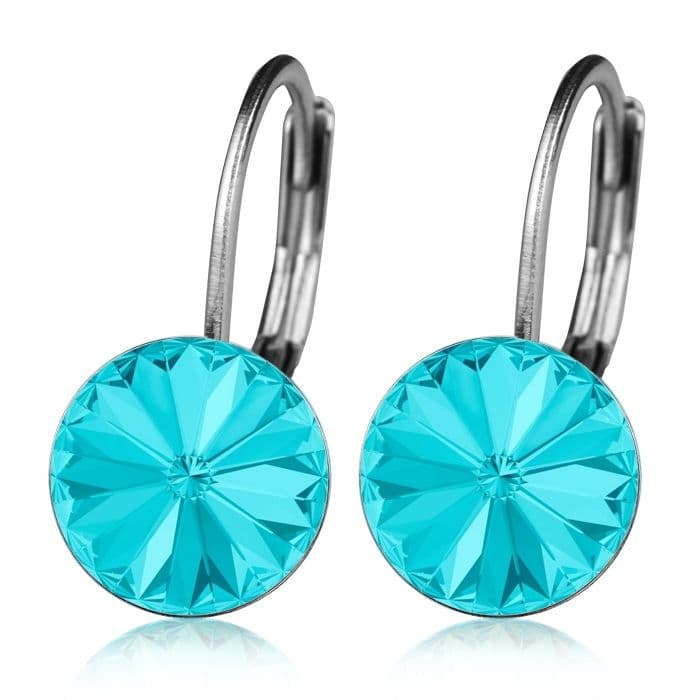 Ocelové náušnice s krystaly Swarovski LIGHT TURQUOISE