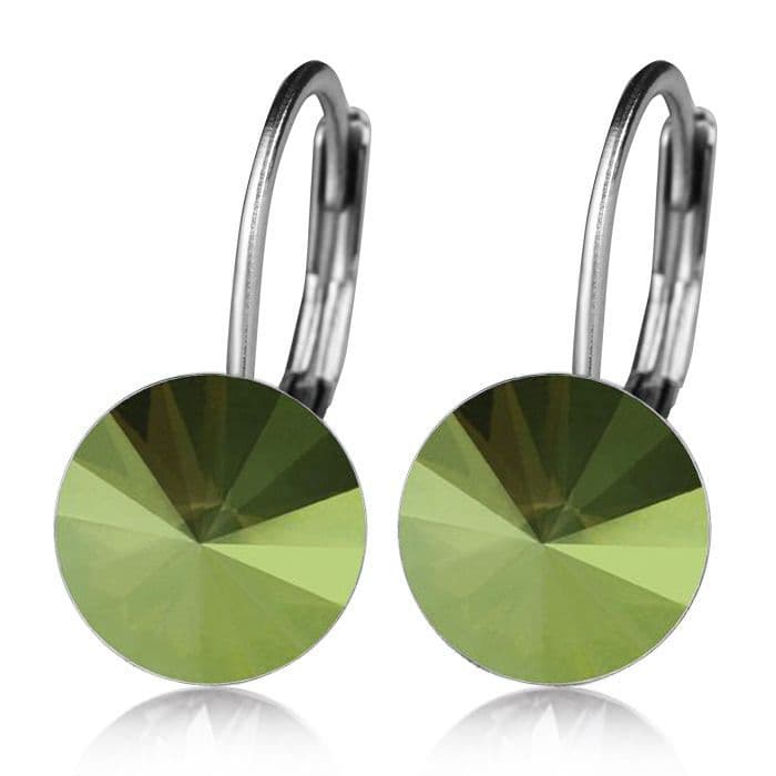 Ocelové náušnice s krystaly Swarovski, IRIDESCENT GREEN