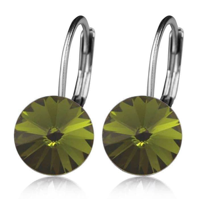 Ocelové náušnice s krystaly Swarovski OLIVINE