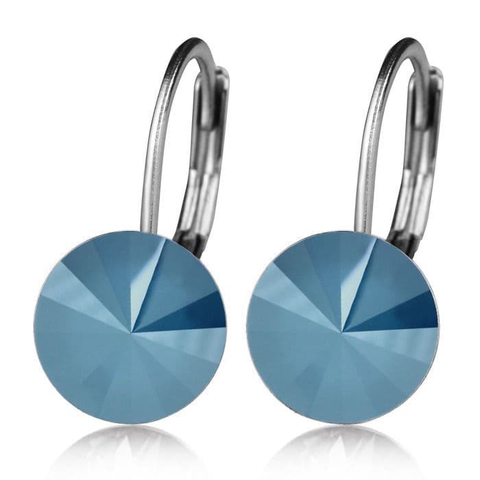 Ocelové náušnice s krystaly Swarovski ROYAL BLUE