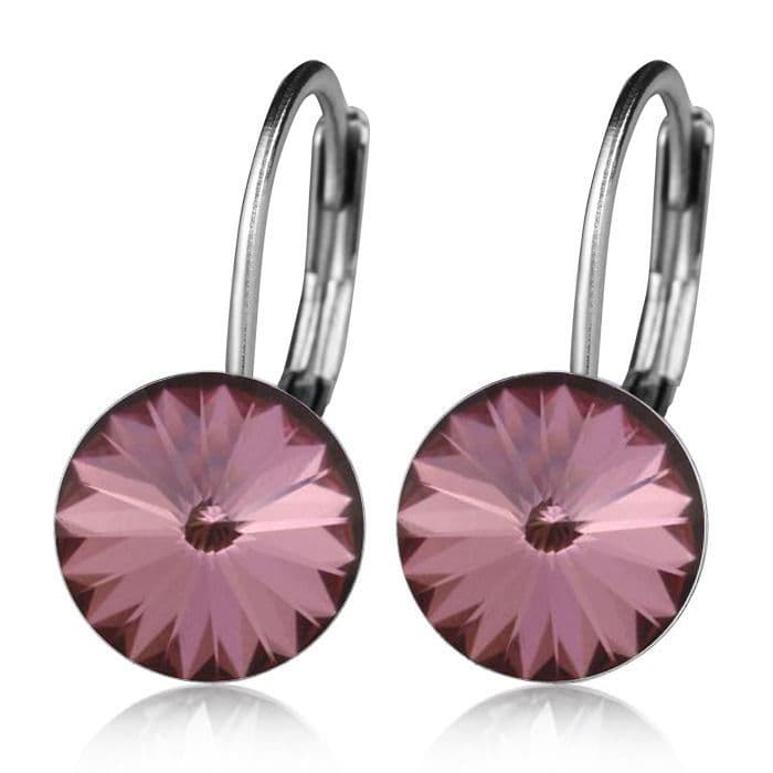 Ocelové náušnice s krystaly Swarovski ANTIQUE PINK