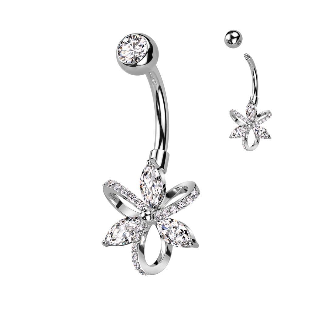 Piercing do pupíku - kytička (stříbrná)