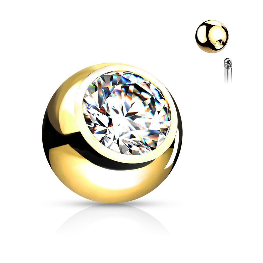 Zlacená náhradní kulička se zirkonem 1,6 mm (4 mm)