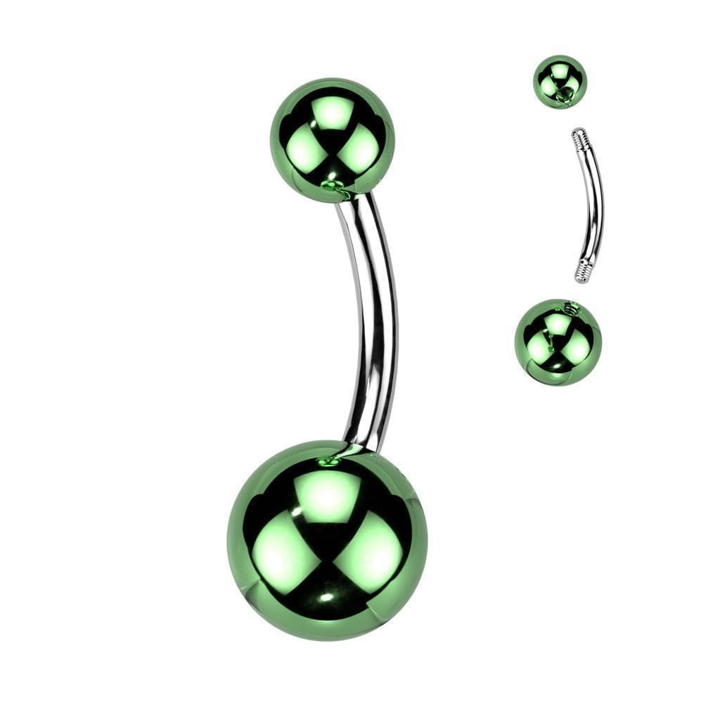 Piercing do pupíku - banánek lesklý (zelený)