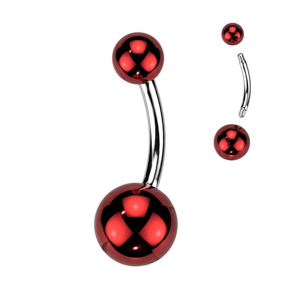Piercing do pupíku - banánek lesklý (červený)