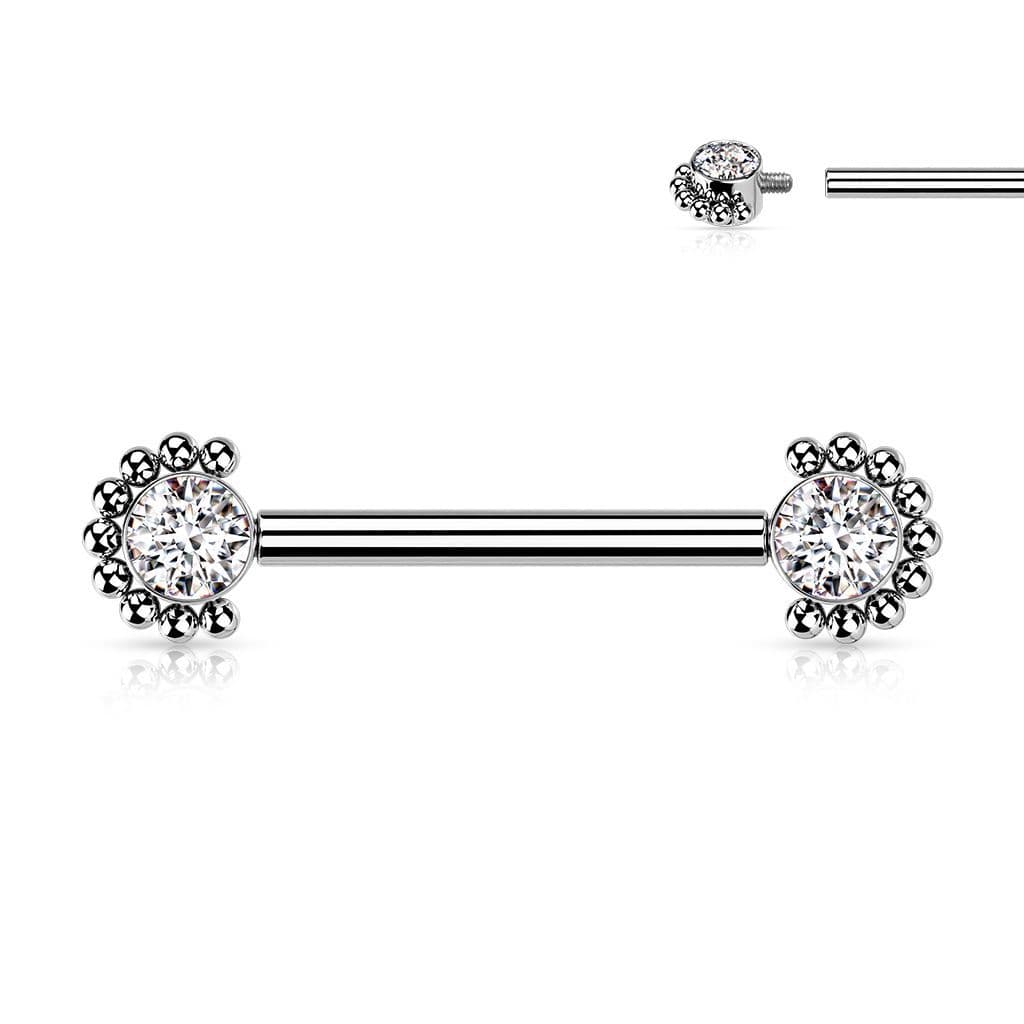 Piercing do bradavky z titanu (čirý)