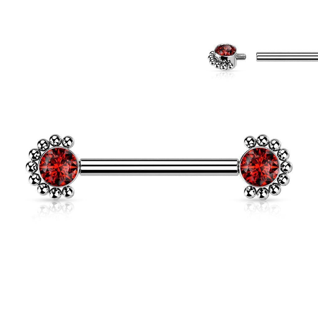 Piercing do bradavky z titanu (červený)