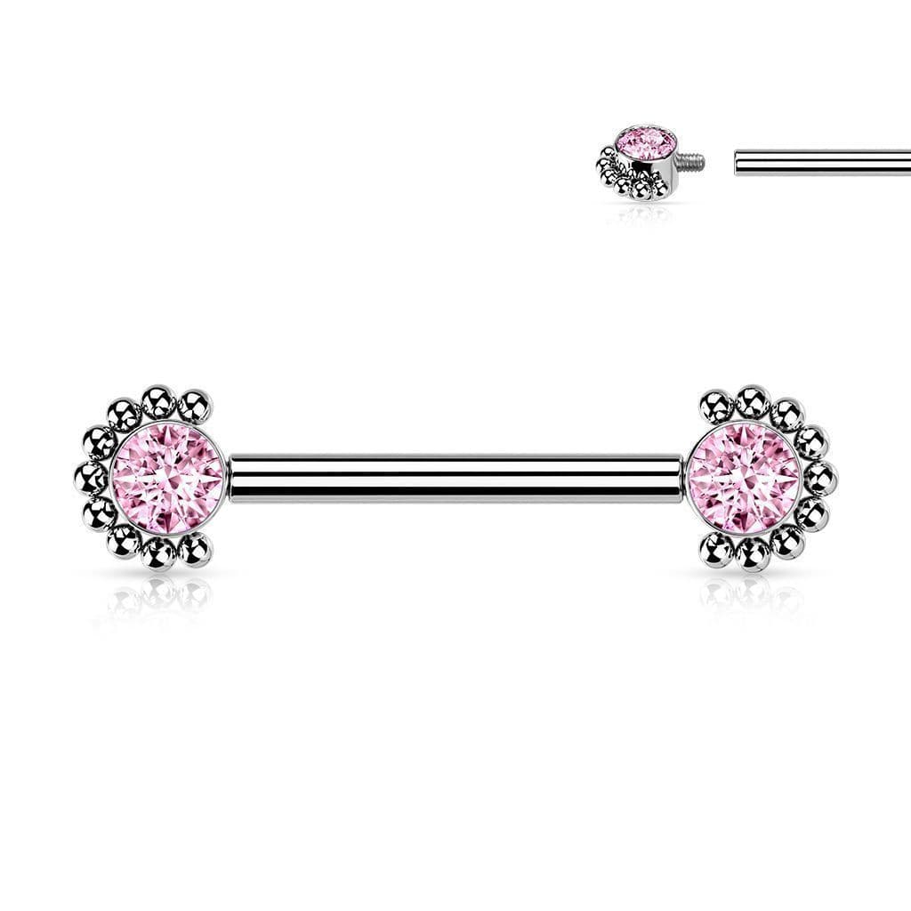 Piercing do bradavky z titanu (růžový)
