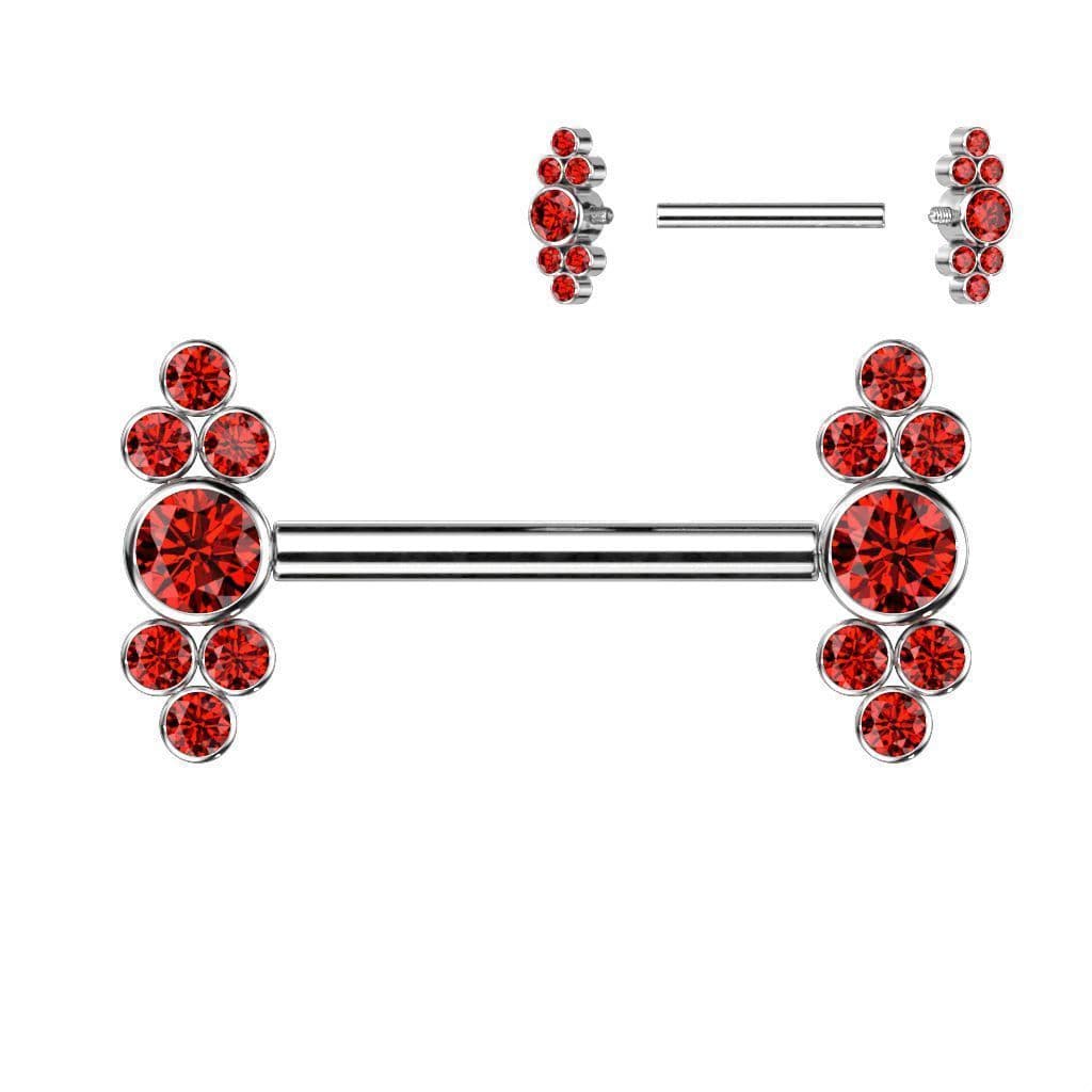 Piercing do bradavky z titanu (červený)