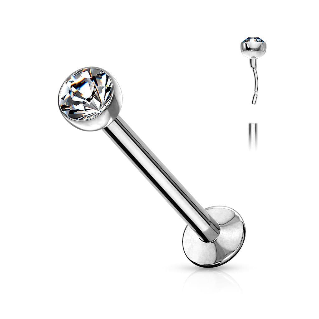 Labreta s čirým zirkonem (1,0 x 6 mm, 2mm kámen)