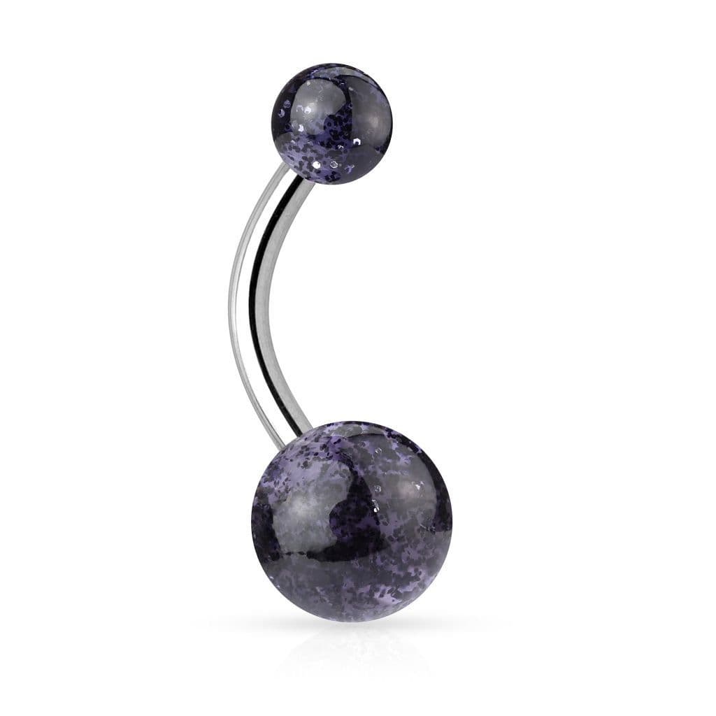 Piercing do pupíku - banánek se třpytkami (černá)