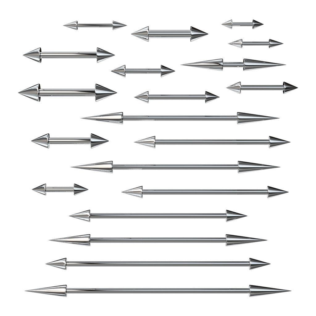 Piercing chirurgická ocel činka s hroty (1,2 x 8 x 3/4)