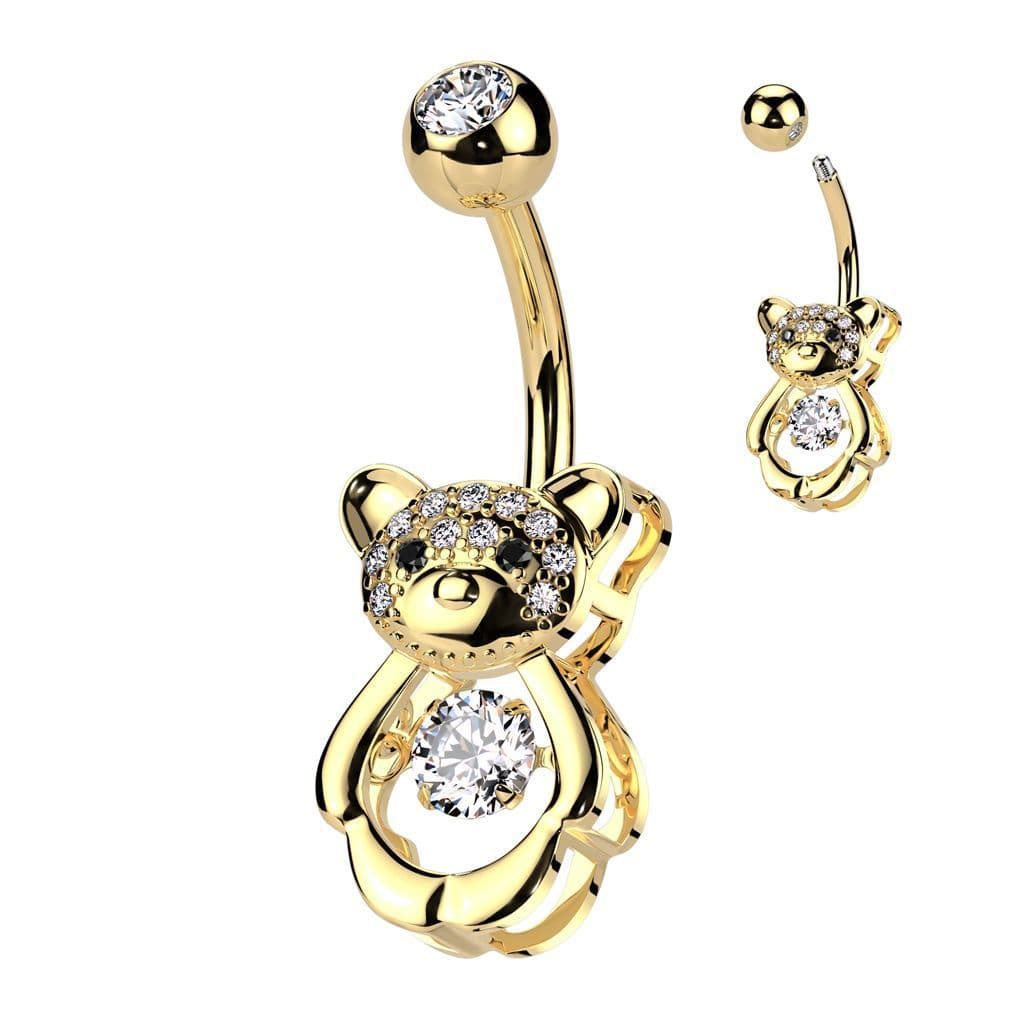 Piercing do pupíku - medvídek zlacený