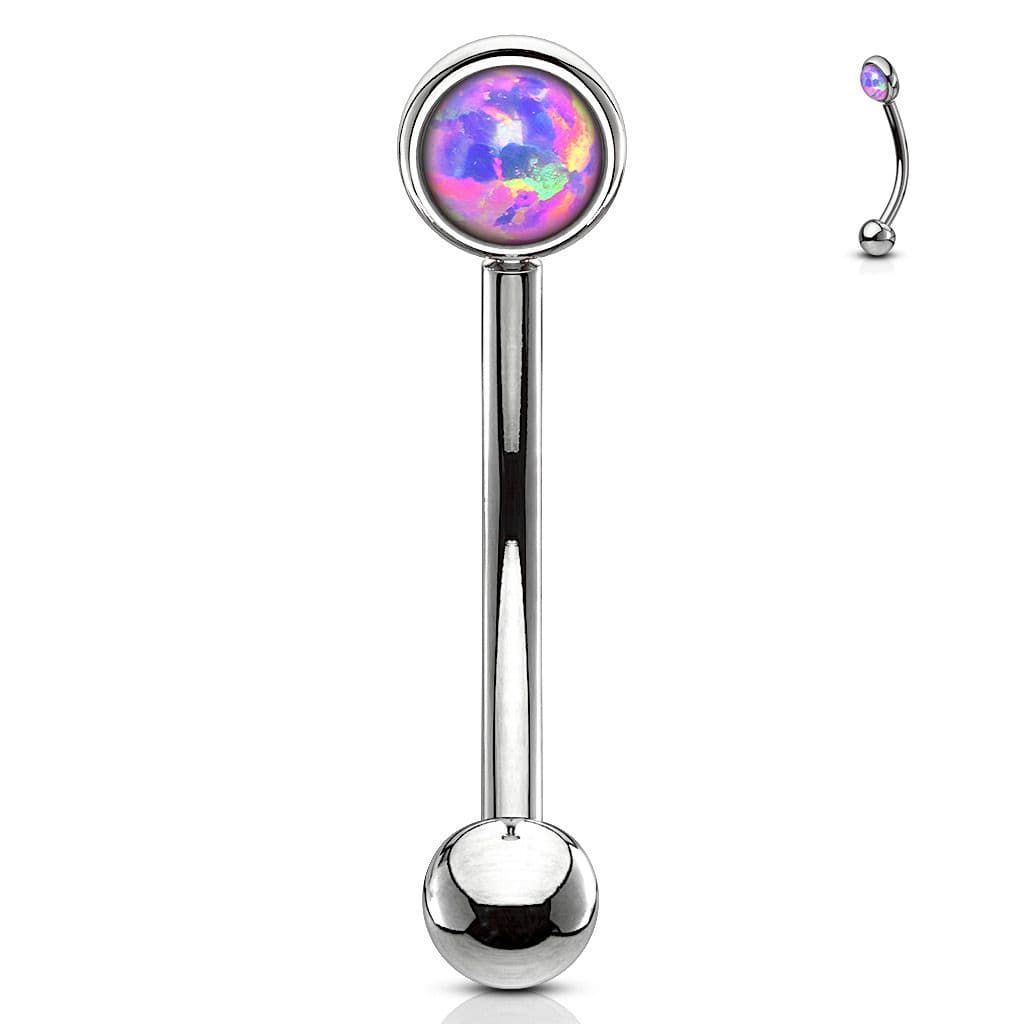Piercing do obočí, fialový opál (1,2 x 8 mm)