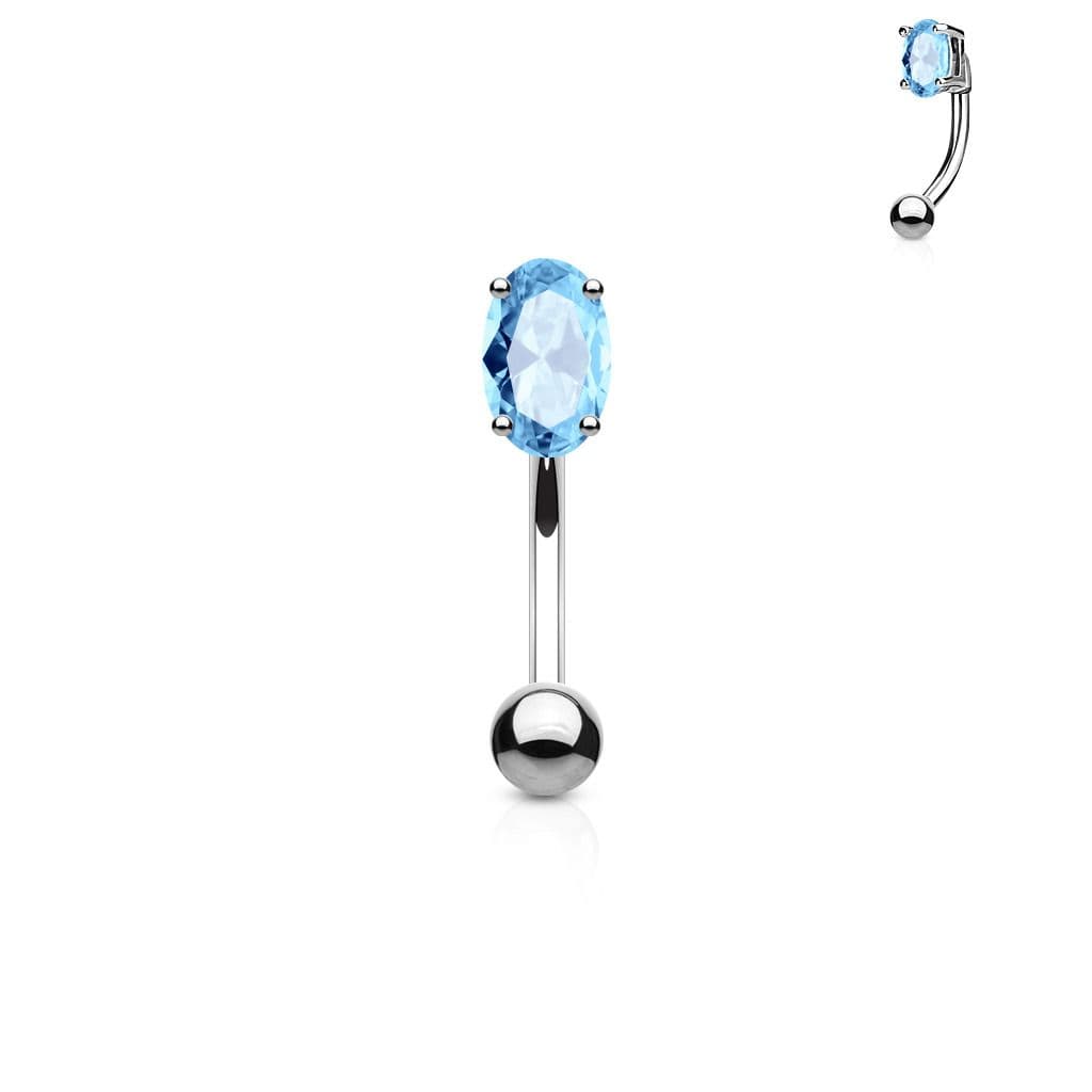 Piercing do obočí - oválný zirkon (tyrkysová)