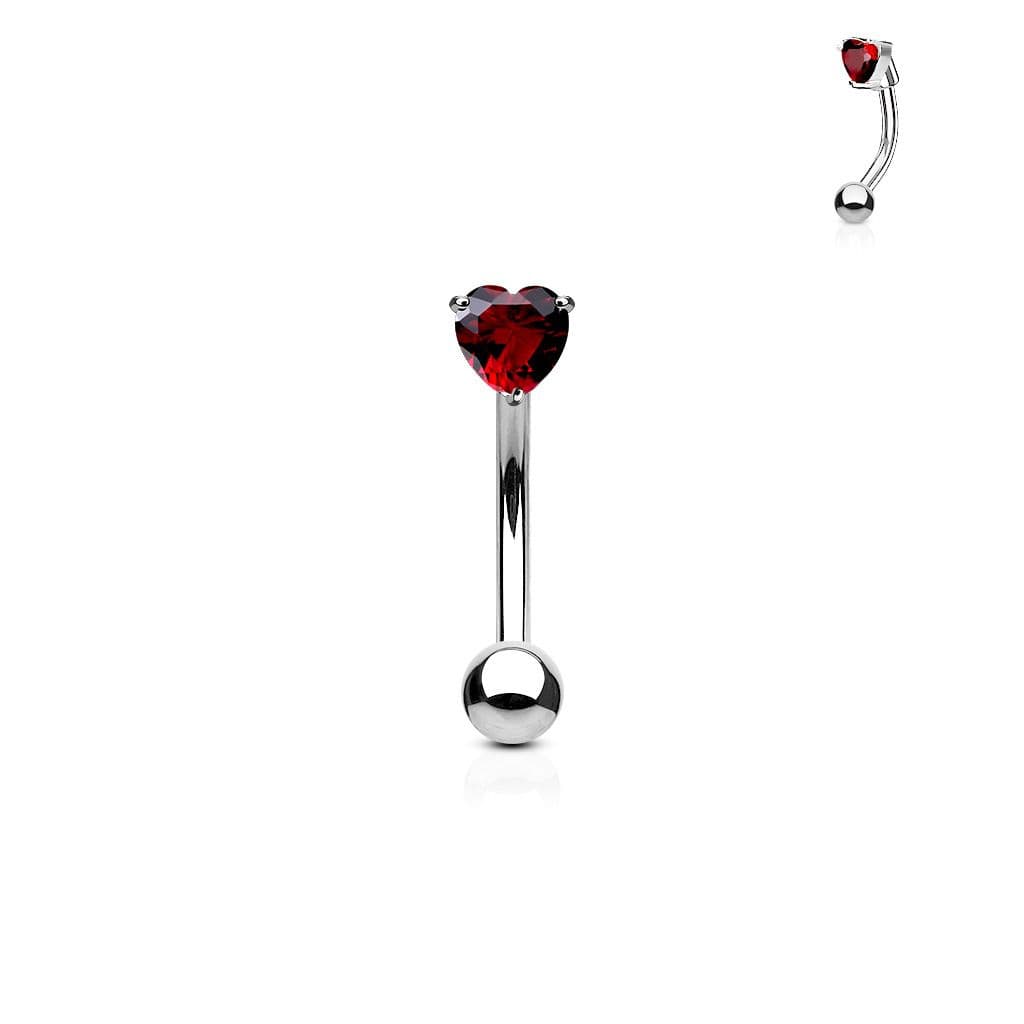 Piercing do obočí - zirkon (červená)