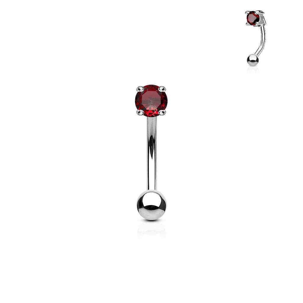 Piercing do obočí - zirkon (červený)