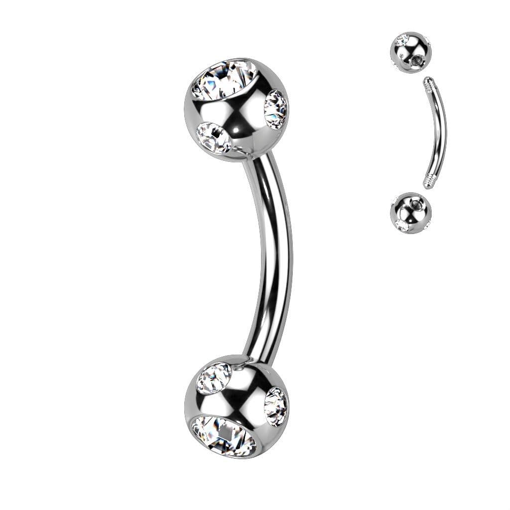 Piercing do obočí - kulička s kamínky (čirá)