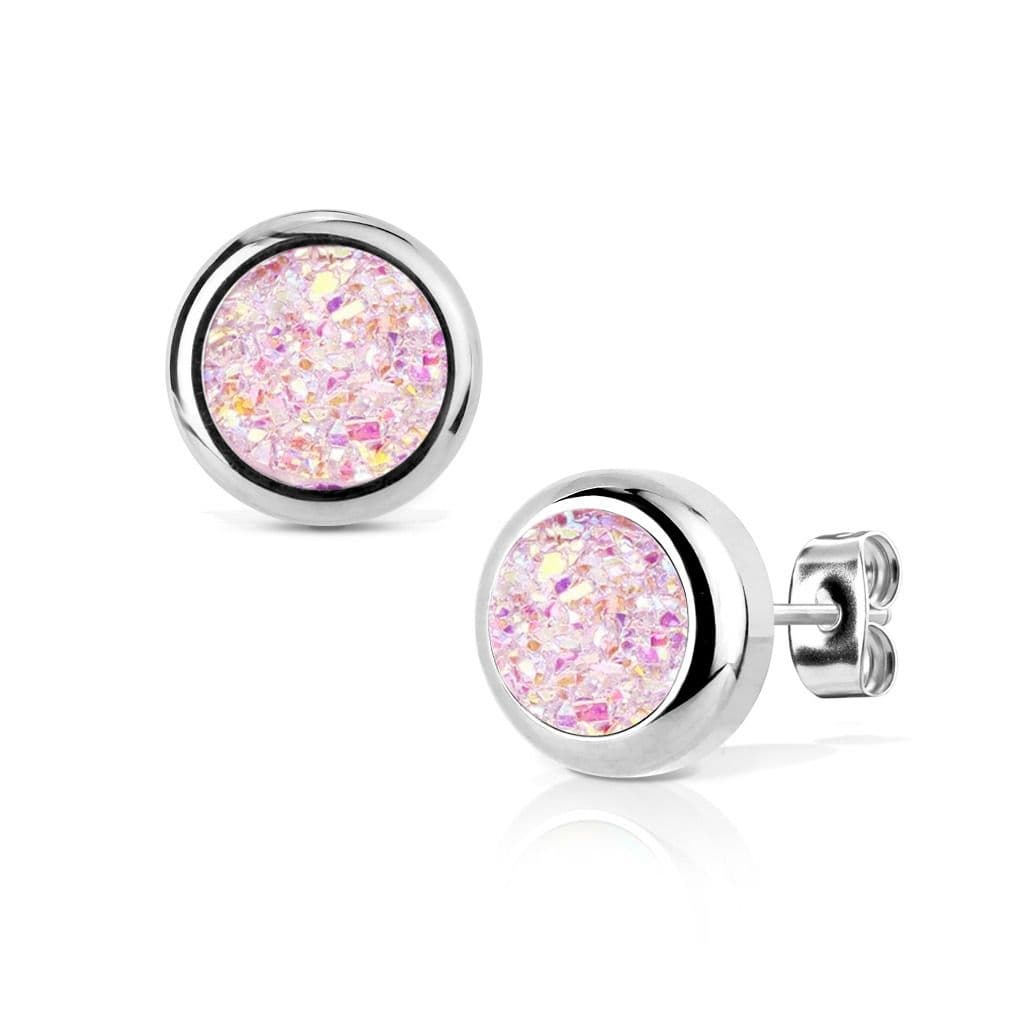 Ocelové náušnice DRUZY Light Rose