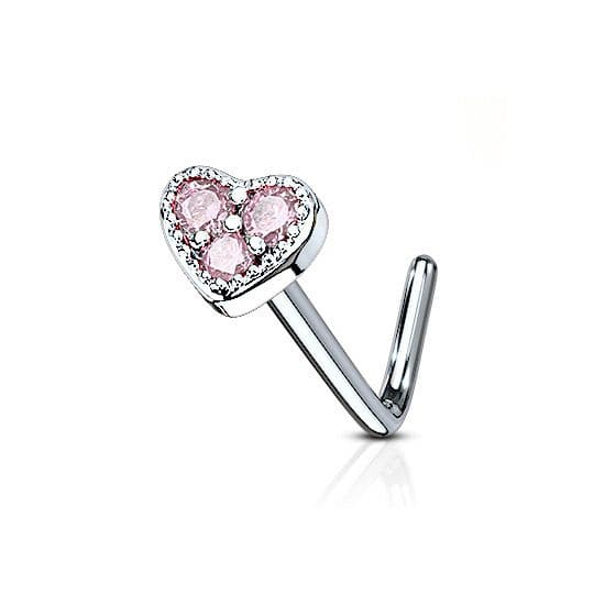 Piercing do nosu srdíčko (růžová)