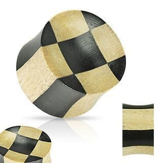 Dřevěný plug - šachovnice (14 mm)
