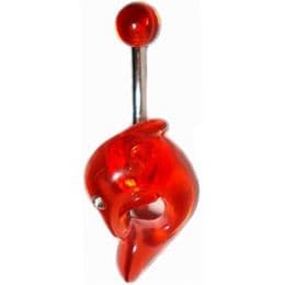 Piercing do pupíku - delfín, červená barva