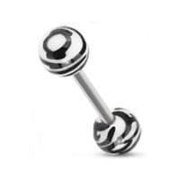 Piercing do jazyka  - zebrovaný (bílá)