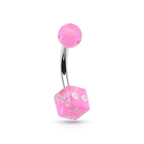 Piercing do pupíku - hrací kostka (růžová)