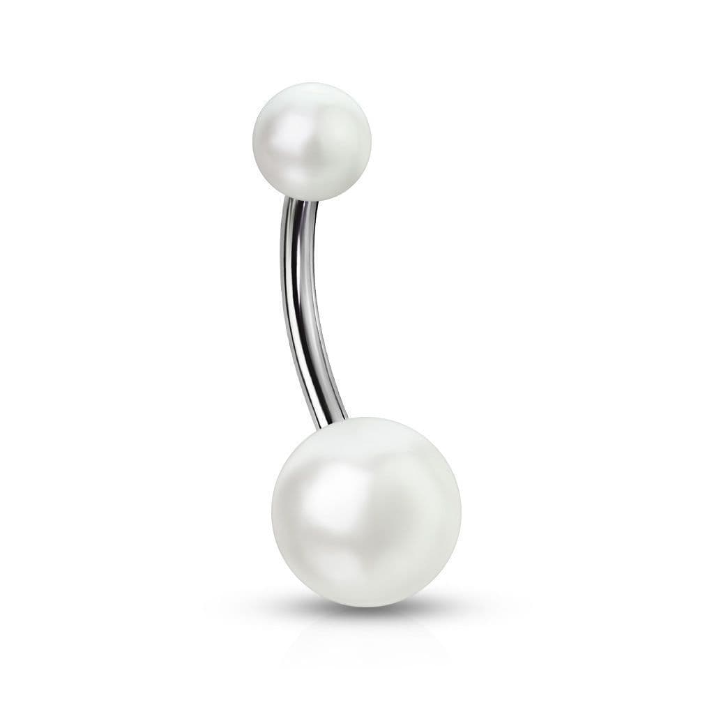 Piercing do pupíku perličky HWNSQ1479 bílé