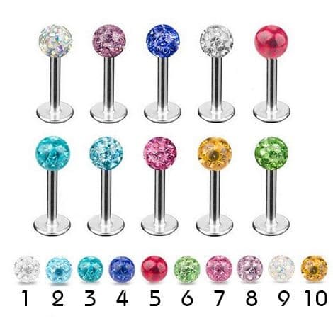 Piercing do brady - labreta se krystaly Swarovski (růžová)