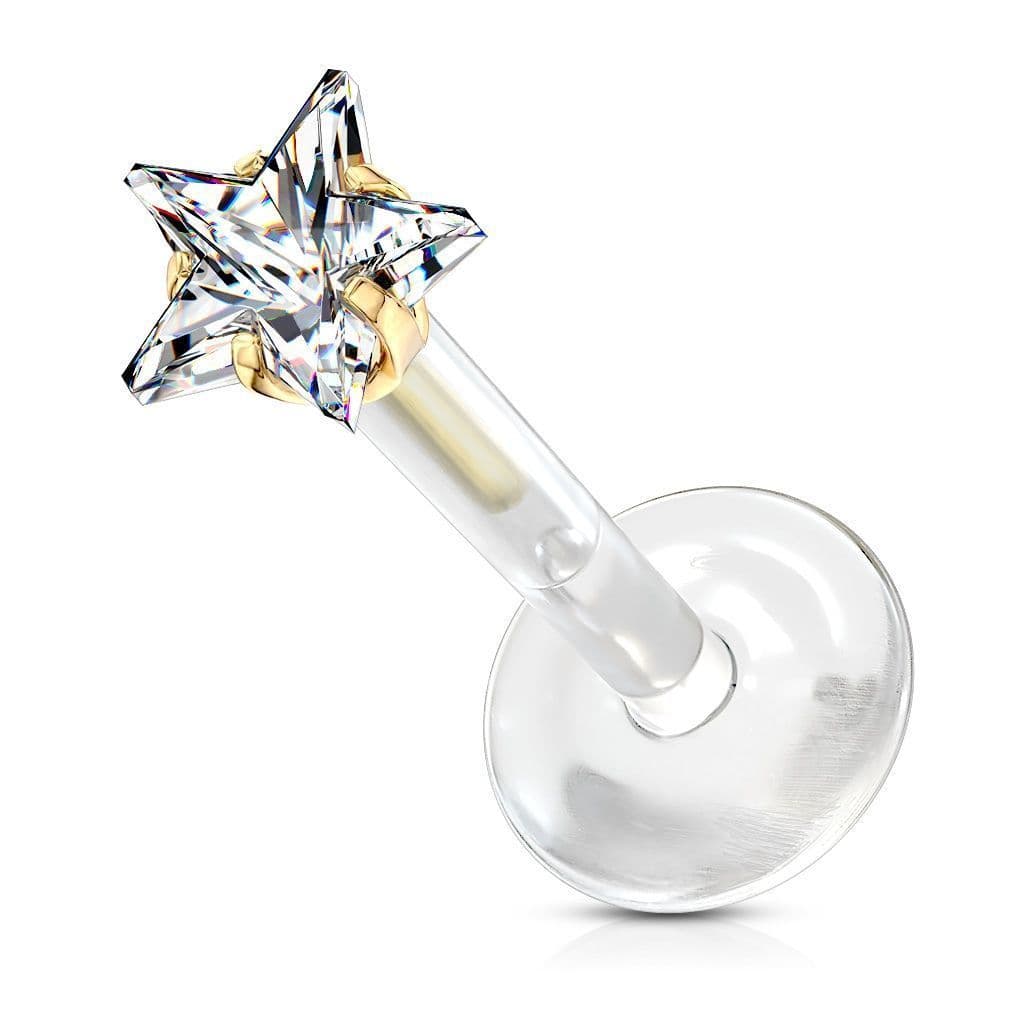 BioFlex piercing do brady zlacená hvězdička (1,2 x 8 mm)