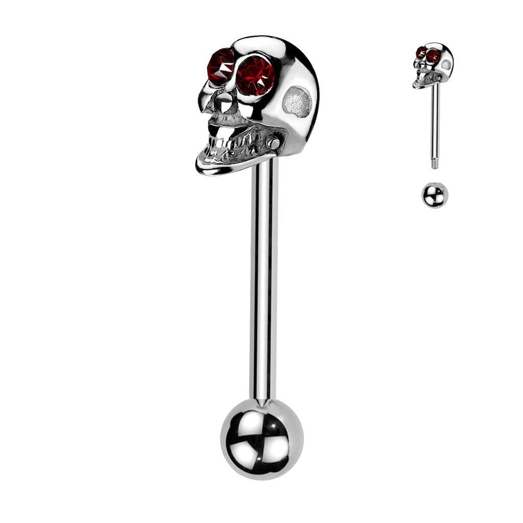 Piercing do jazyku - lebka (červená)
