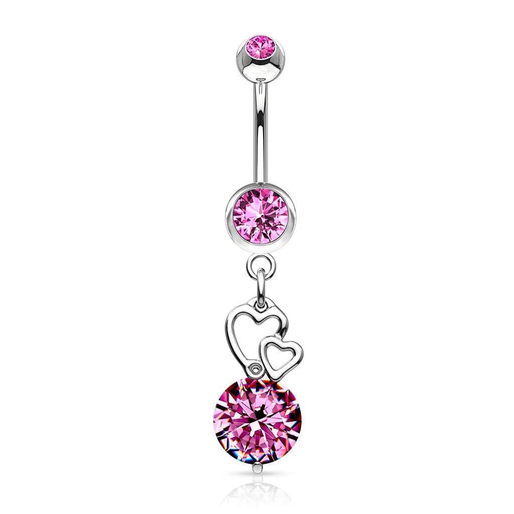 Piercing do pupíku srdíčka (růžová)