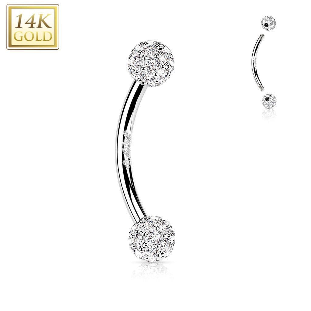 Zlatý piercing do obočí, 1,2 x 10 mm, Au 585/1000